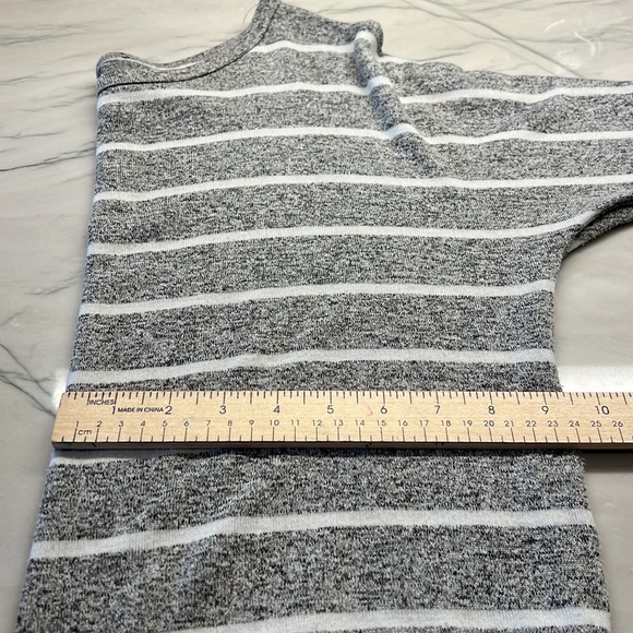 3/4 sleeve gray and white stripe pullover top. - Picture 9 of 9